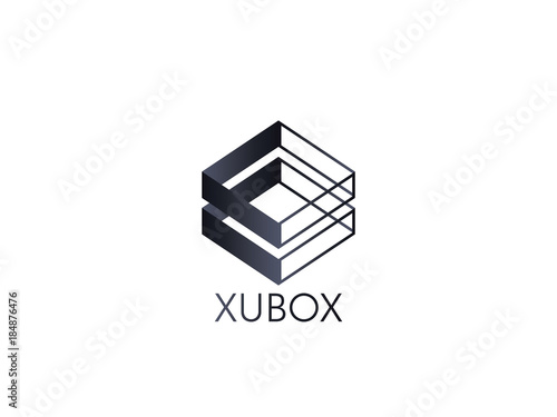 abstract box cube logo icon template. blockchain and technology thing concept symbol.