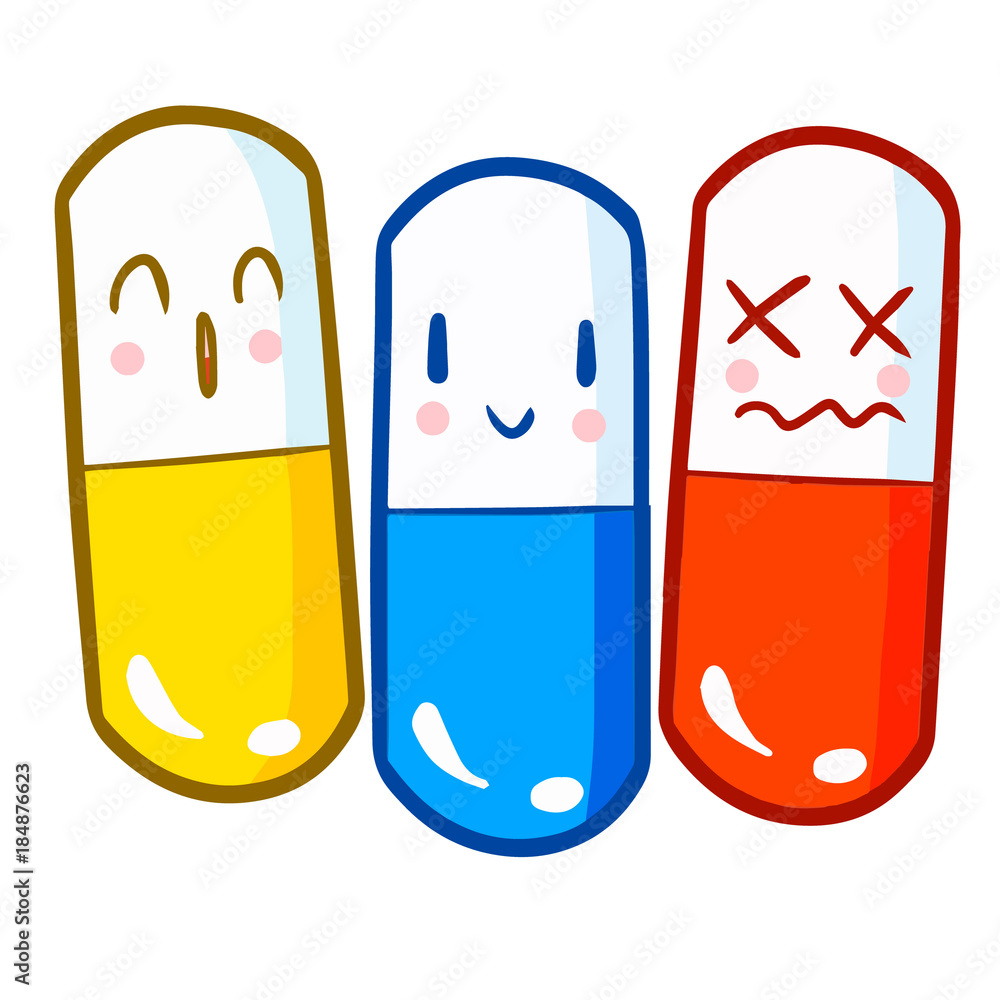 Funny and cute 3 capsules with different color and expression - vector. Funny and cute 3 capsules with different color and expression - vector.