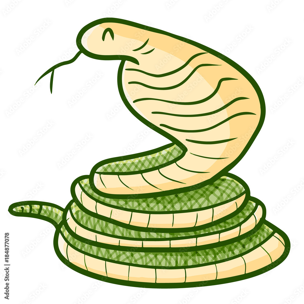 Funny and scary king cobra snake smiling - vector. Stock Vector | Adobe  Stock
