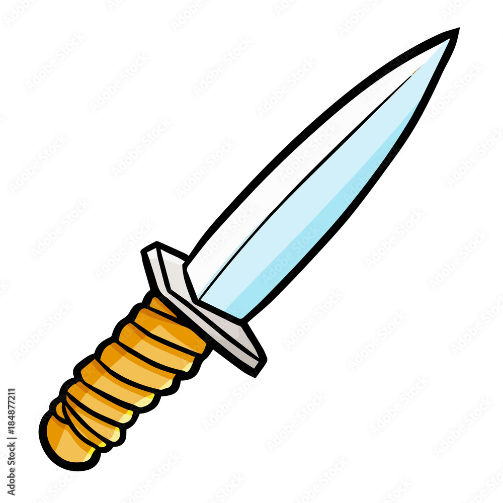 Funny and vintage dagger in cartoon style - vector. Stock Vector