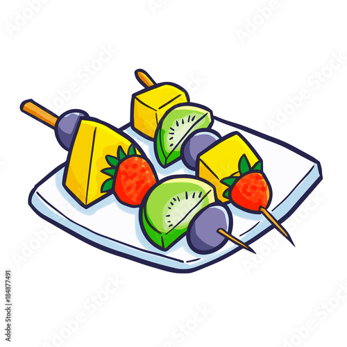 Cool and yummy sate fruit for barbeque - vector.