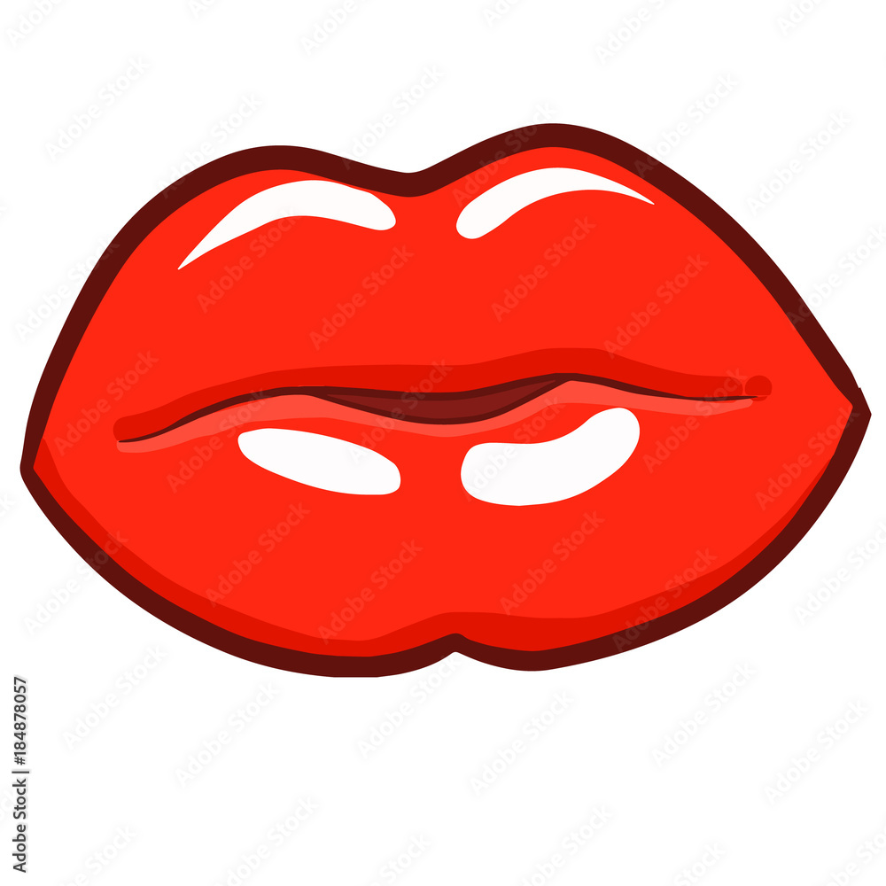 Cute and funny sexy red woman lip closed - vector. Cute and funny sexy red woman lip closed - vector.