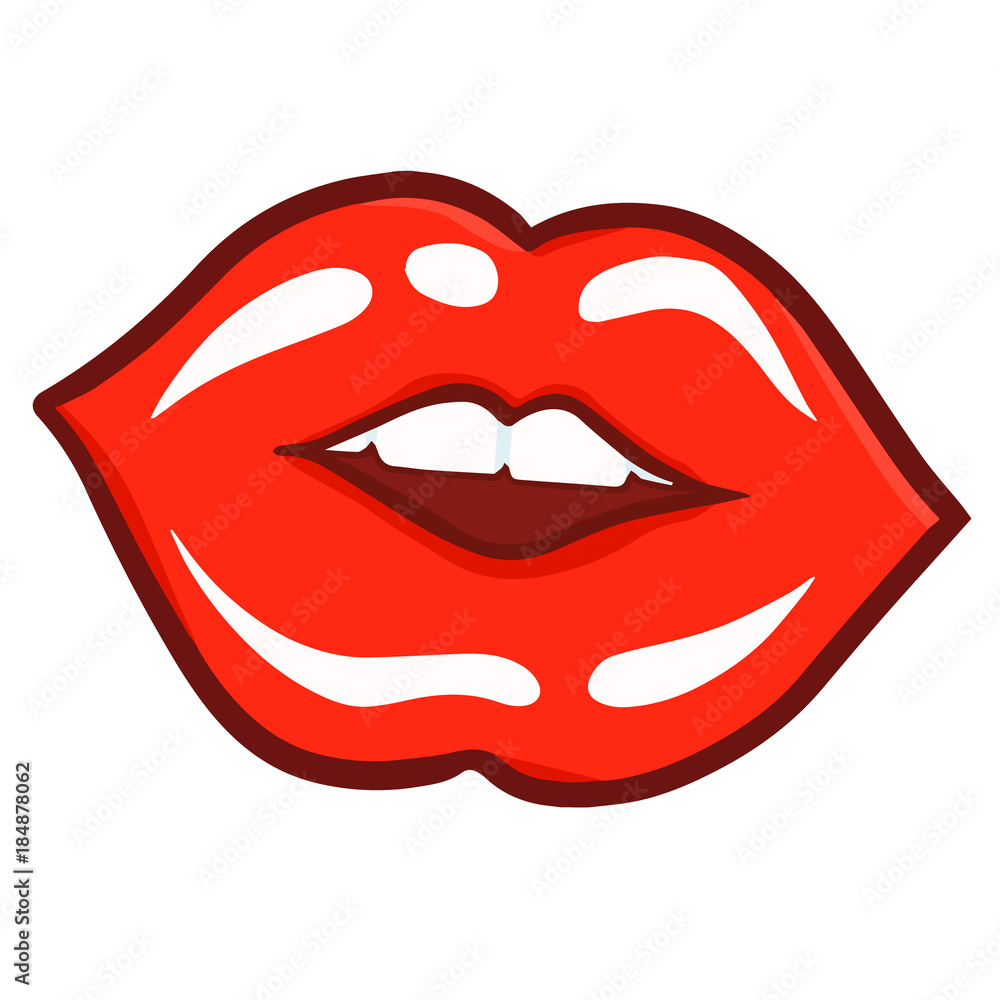 Cute and funny sexy red woman lip kissing the screen - vector.