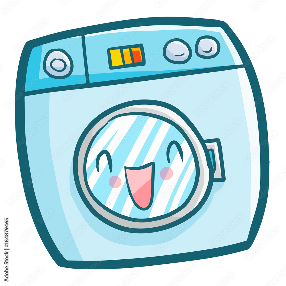 Funny and cute washing machine laughing - vector. Stock Vector | Adobe Stock