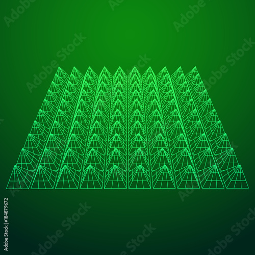 Wireframe model of sound proof coverage in music studio with soundproofing walls. Vector illustration