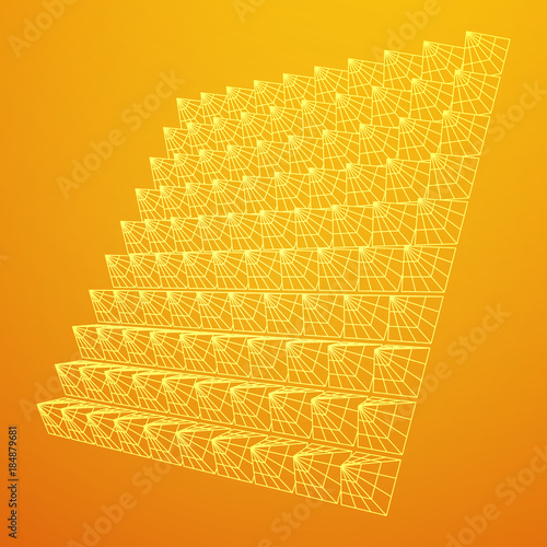 Wireframe model of sound proof coverage in music studio with soundproofing walls. Vector illustration