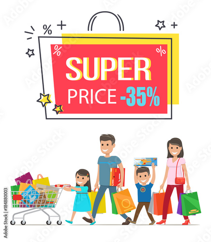 Super Price Sale Promotional Poster with Family
