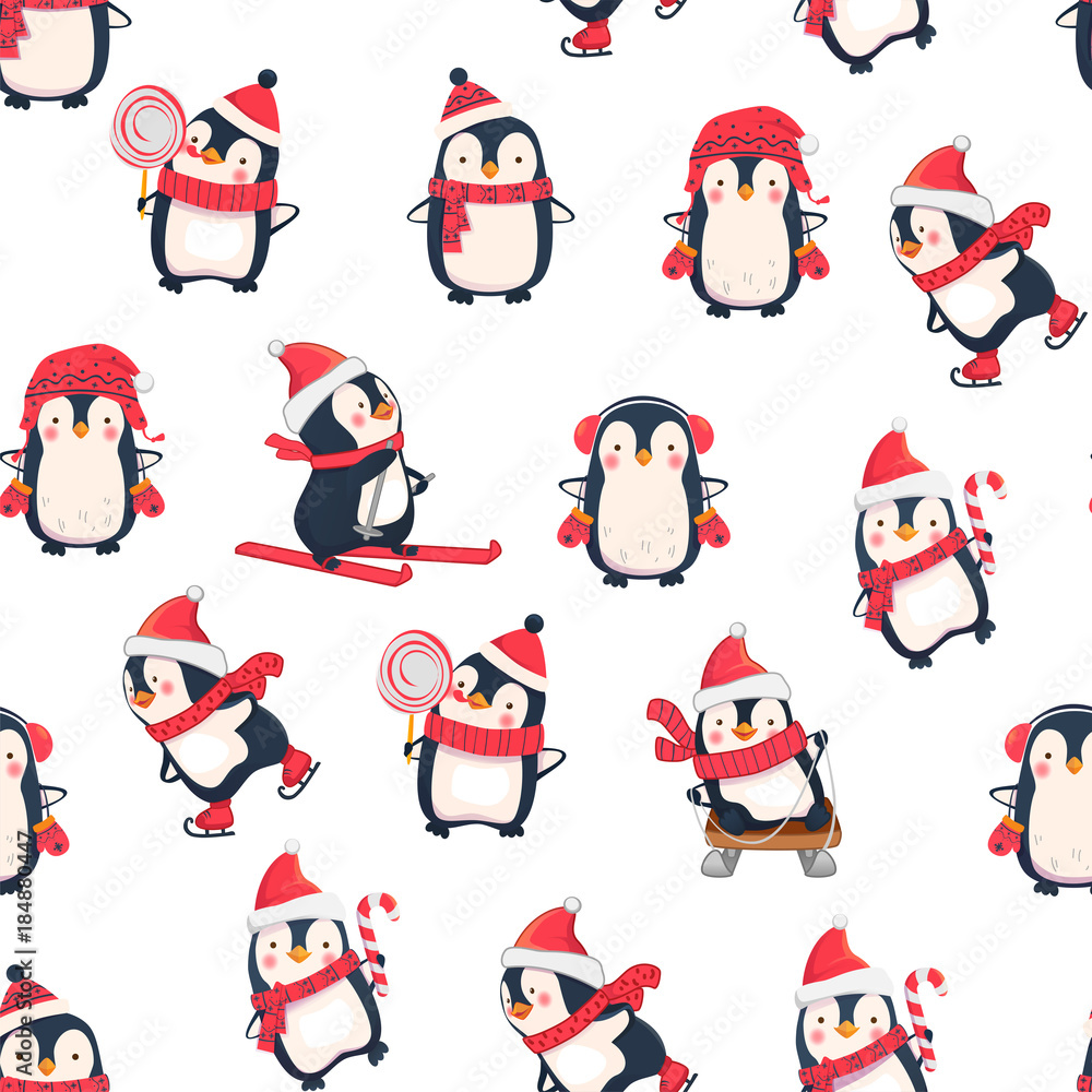 Fototapeta premium wzór z pingwinami