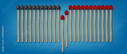 Vector Set of Burned Matches at Various Stages Close up Top View Isolated