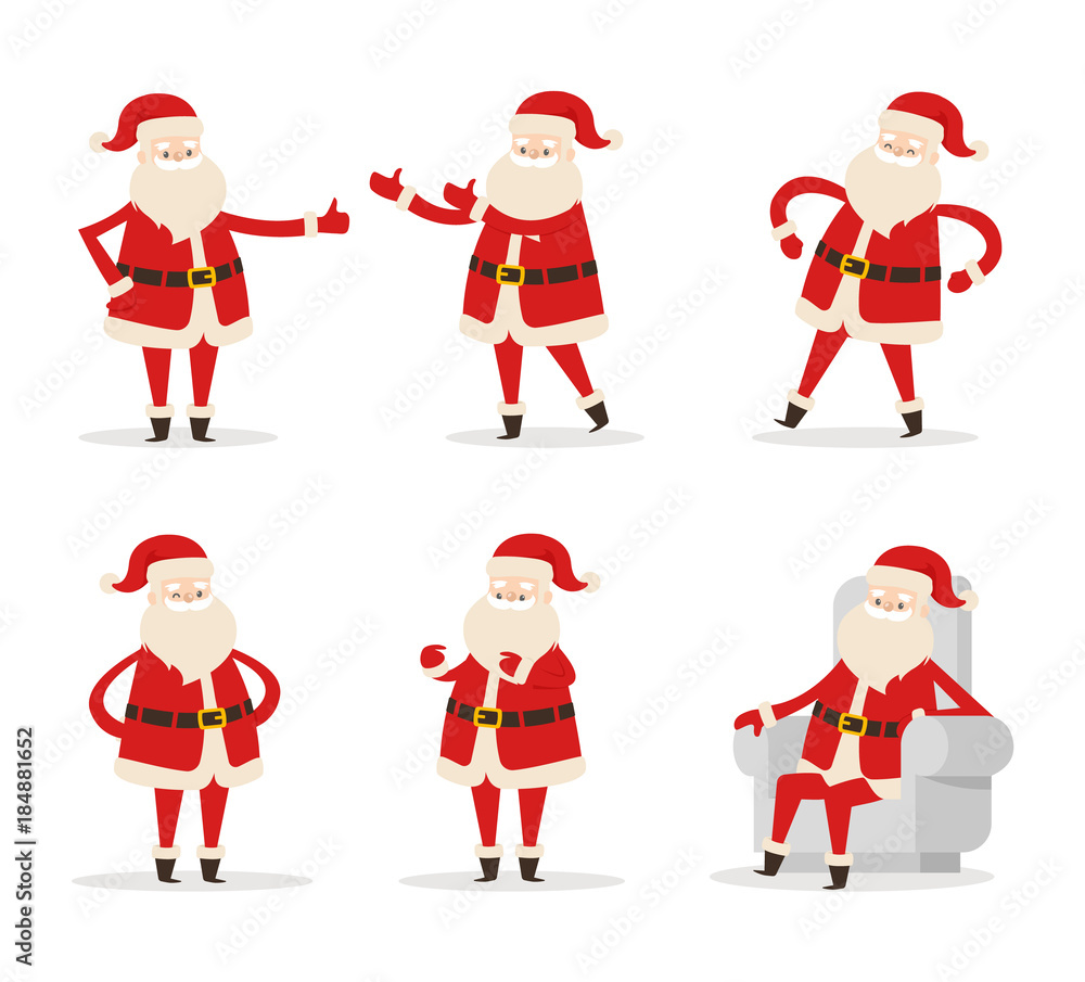 Santa Collection of Icons Vector Illustration Santa Collection of Icons Vector Illustration