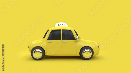 classic car-yellow taxi transportation concept 3d rendering