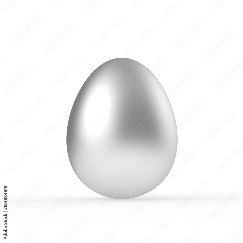 Silver egg on isolated white background, 3d illustration Silver egg on isolated white background, 3d illustration