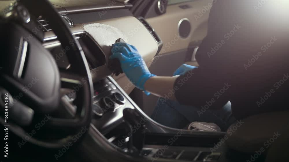 Car detailing - cleaning vehicle head panel Car detailing - cleaning vehicle head panel