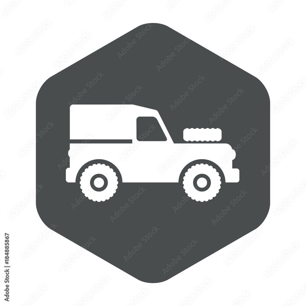 Icono plano Land Rover en hexagono gris Icono plano Land Rover en hexagono gris