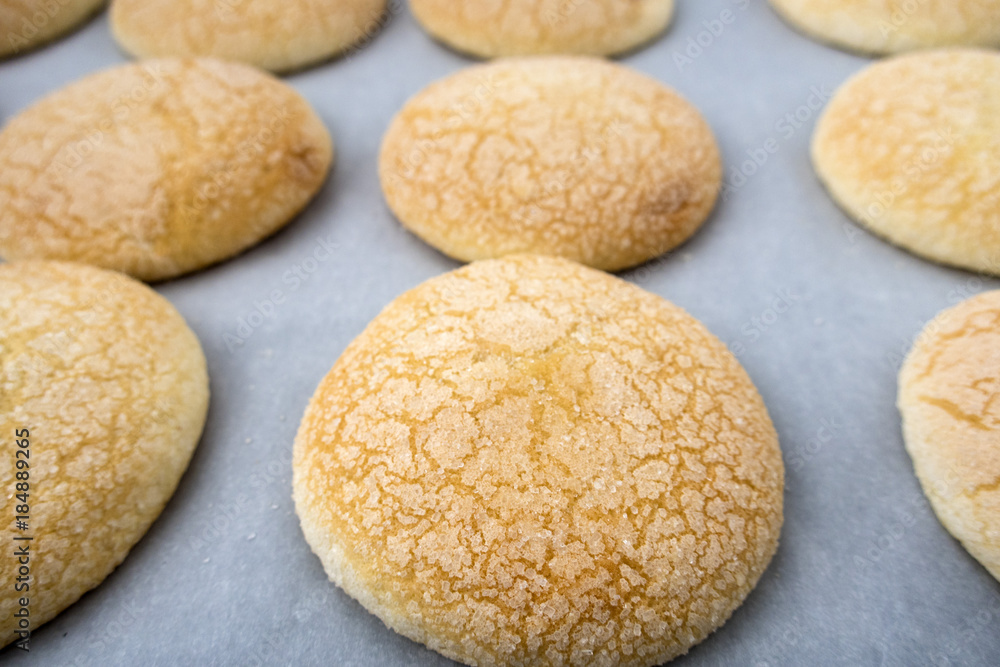 Delicious round cookies sprinkled with sugar, cooked at home. Delicious round cookies sprinkled with sugar, cooked at home.