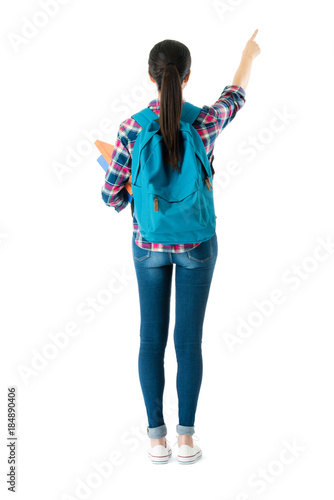 Cuadro en lienzo back view of pretty elegant girl college student
