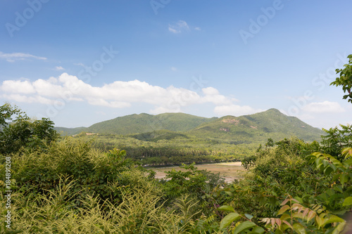 Nature of Hainan Island with mountains and tropical plants