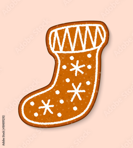 Christmas cookie sock cake vector sweet desserts cooked food traditional cakes for Xmas dinner and teatime illustration