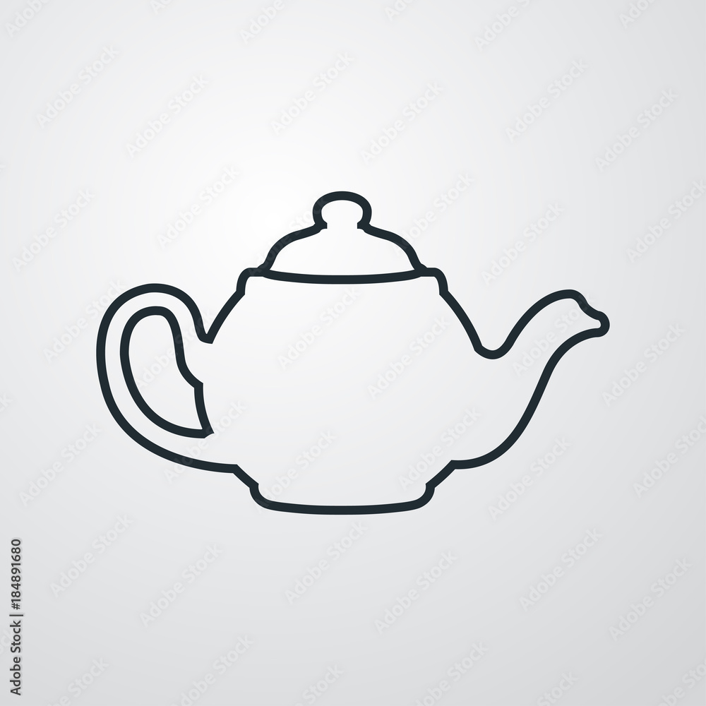 Icono plano linea tetera en fondo degradado Icono plano linea tetera en fondo degradado