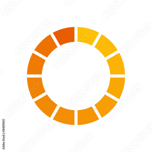 Icono plano circulo cuenta atras naranja en fondo blanco