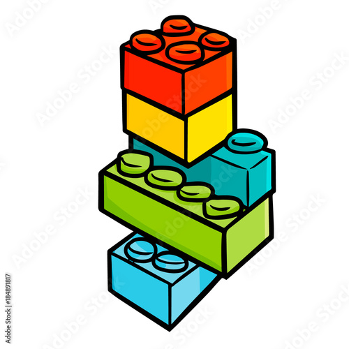 Funny and cute colorful blocks piled up - vector.