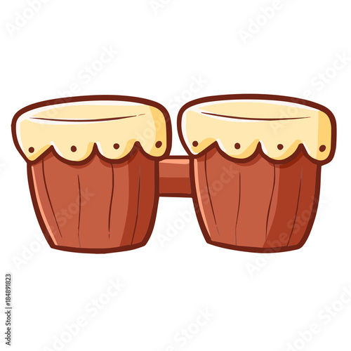 Funny and cute bongo drum in simple cartoon style - vector.