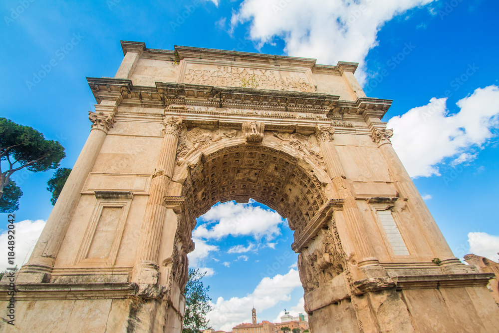     The Arch of Roman emperor Titus on Forum Romanum, Rome, Lazio, Italy 