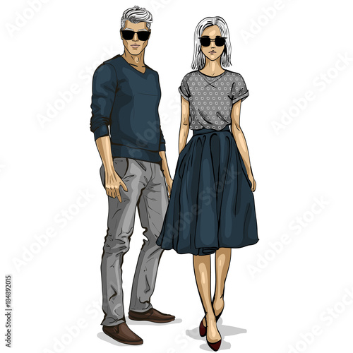Vector woman and man