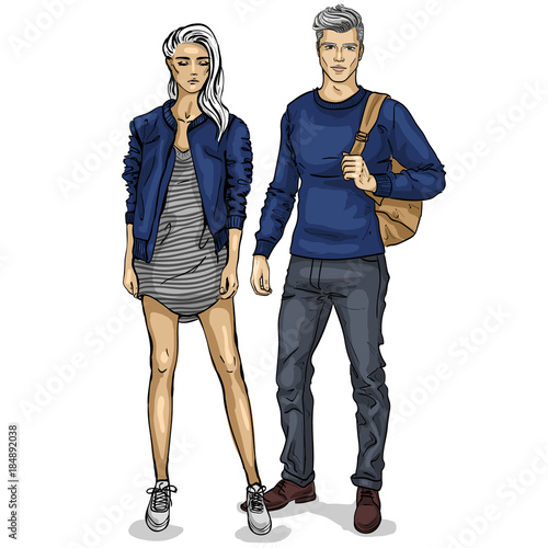 Vector woman and man