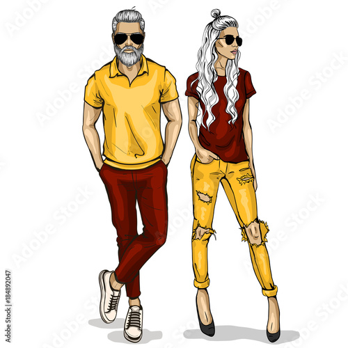 Vector woman and man
