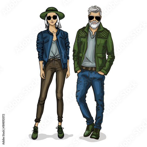 Vector woman and man