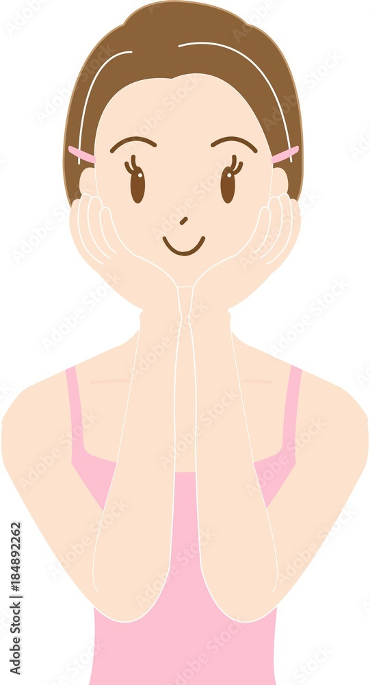 スキンケアをする女性 スキンケアをする女性