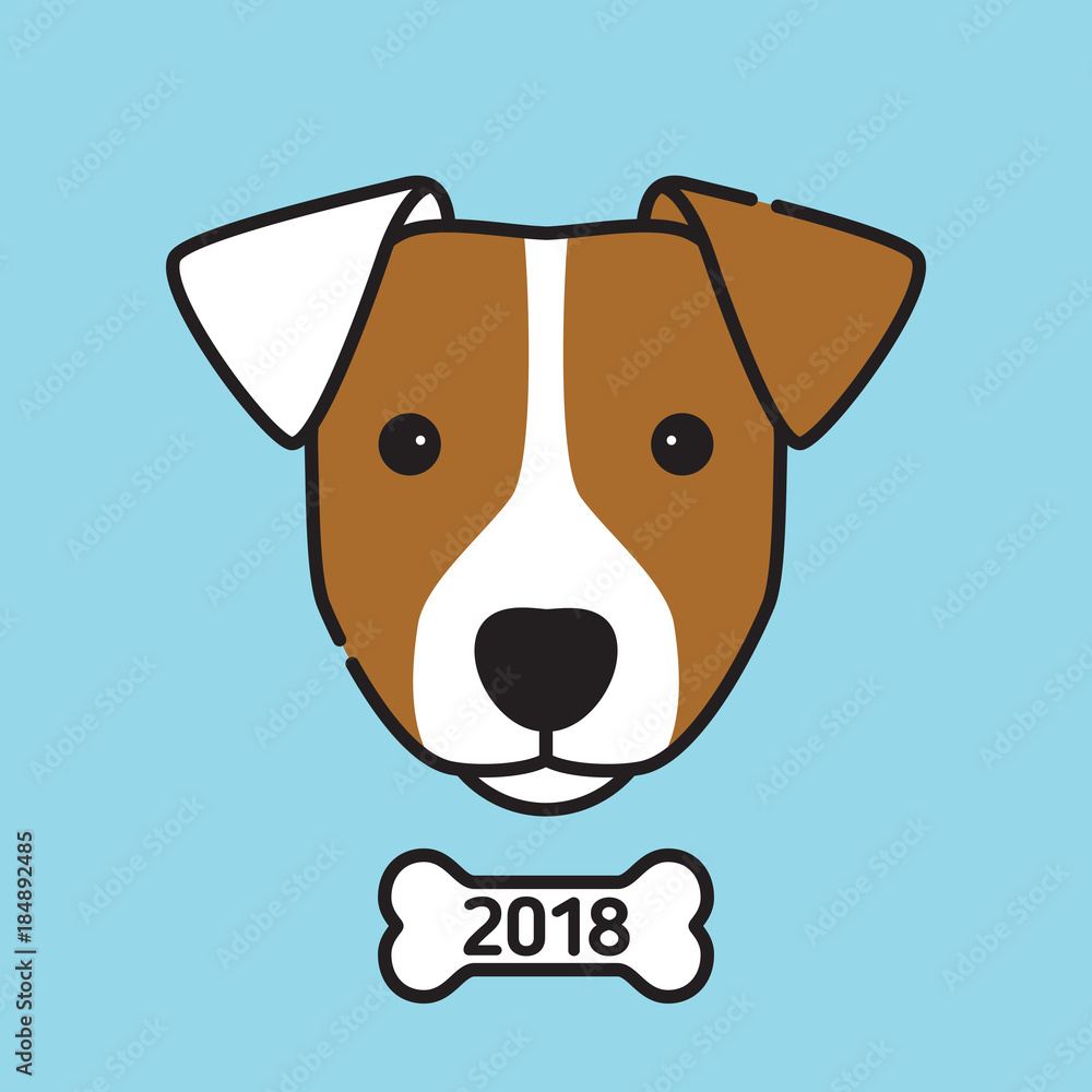 Dog face with bone. Symbol of 2018 year. Vector illustration Dog face with bone. Symbol of 2018 year. Vector illustration