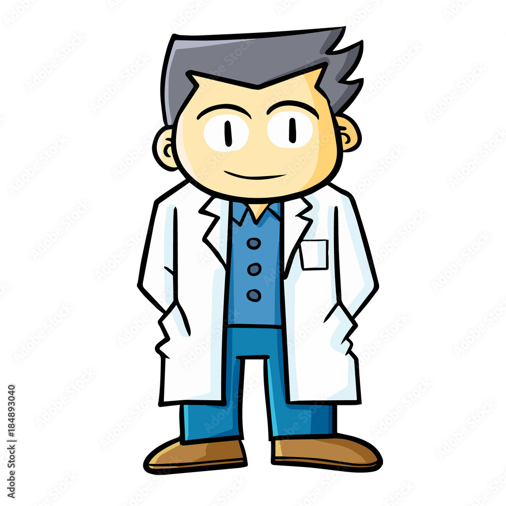Cool, cute, and funny doctor standing, smiling to patients - vector. Cool, cute, and funny doctor standing, smiling to patients - vector.