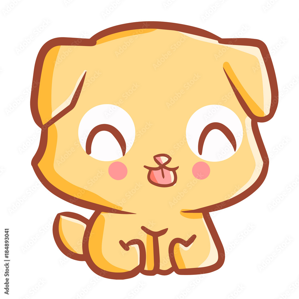 Funny and cute brown dog sitting and smiling - vector. Funny and cute brown dog sitting and smiling - vector.