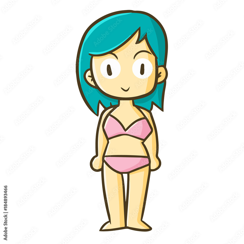 Funny and cute female body standing in cartoon style - vector. Stock Vector  | Adobe Stock
