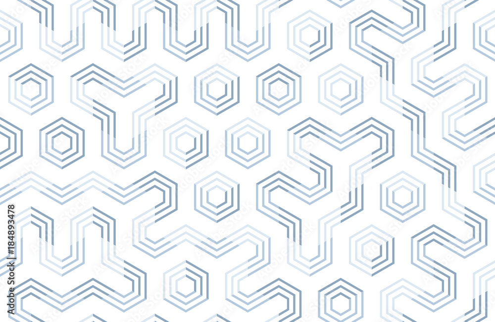 Seamless geometric pattern with hexagons and lines. Irregular structure for fabric print. Monochrome abstract background. Seamless geometric pattern with hexagons and lines. Irregular structure for fabric print. Monochrome abstract background.