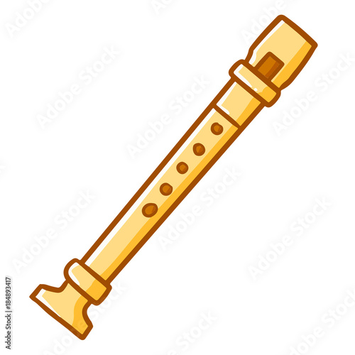 Funny and cute flute in cartoon style - vector.
