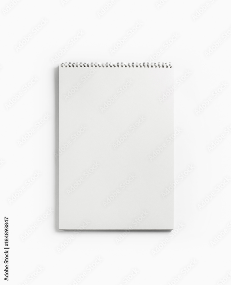 Blank notepad for sketching on white paper background. Album with spiral. Free space. Flat lay. Blank notepad for sketching on white paper background. Album with spiral. Free space. Flat lay.