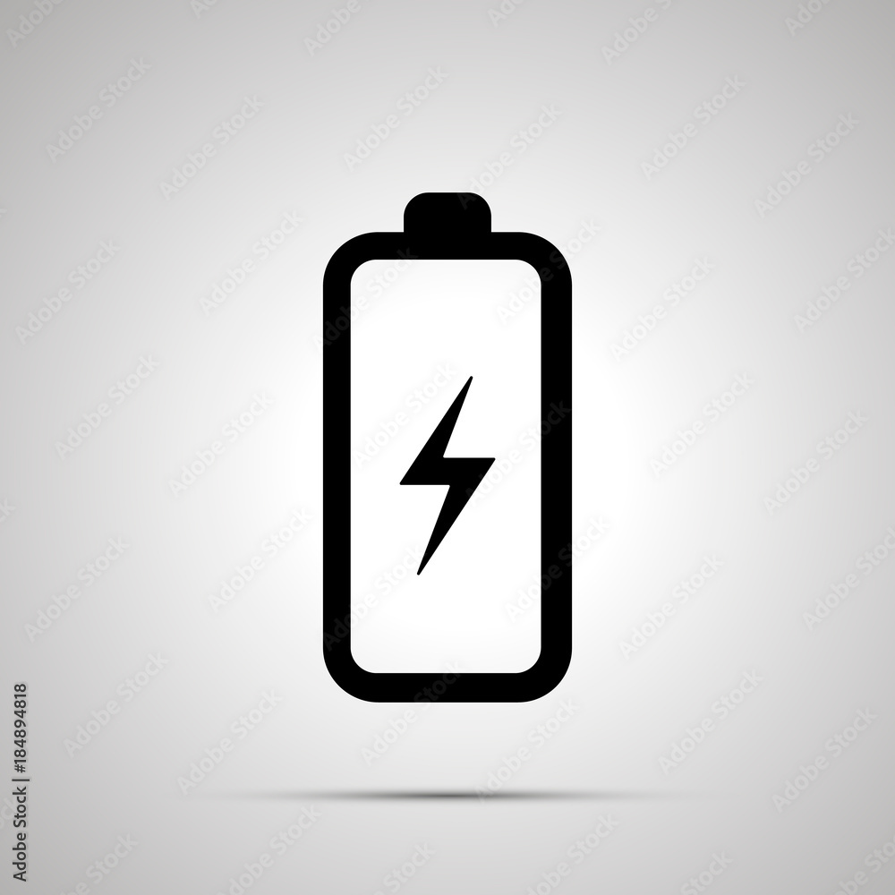 Battery with electricity symbol simple black icon Battery with electricity symbol simple black icon