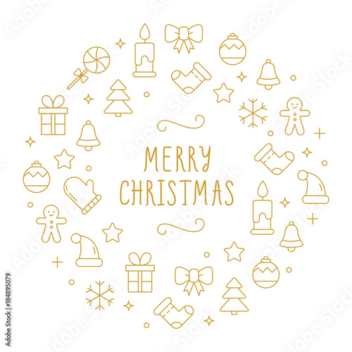 Vector background with different christmas and new year celebration elements.