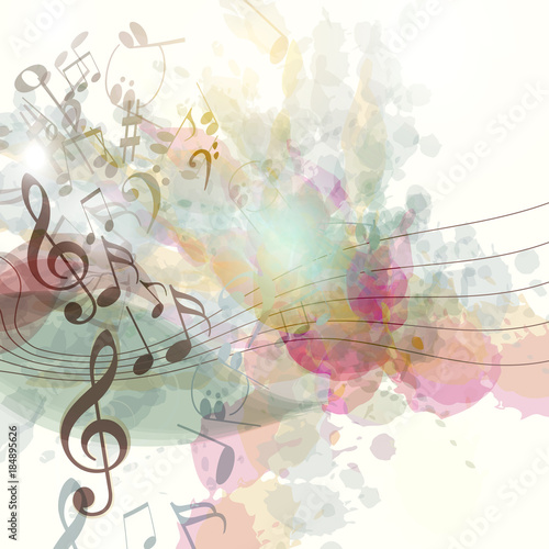 Clean music background with spots and notes symbol of inspiration