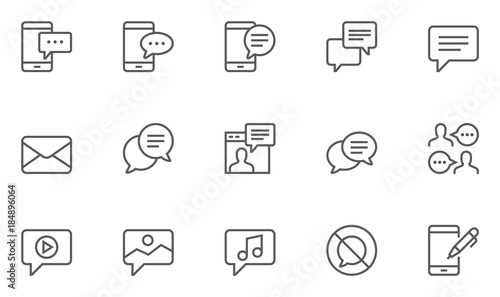 Set of Message Vector Line Icons. 48x48 Pixel Perfect. photo