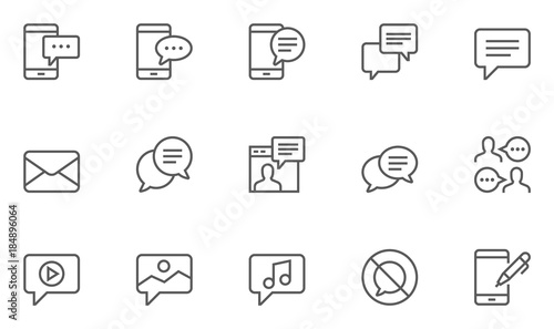 Set of Message Vector Line Icons. 48x48 Pixel Perfect.