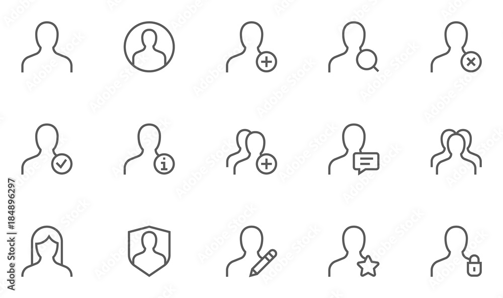 Users and Avatars Vector Line Icons. Teamwork and Businessman symbols. 48x48 Pixel Perfect. Users and Avatars Vector Line Icons. Teamwork and Businessman symbols. 48x48 Pixel Perfect.