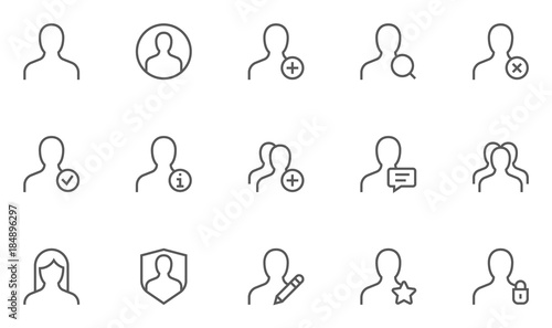 Users and Avatars Vector Line Icons. Teamwork and Businessman symbols. 48x48 Pixel Perfect.