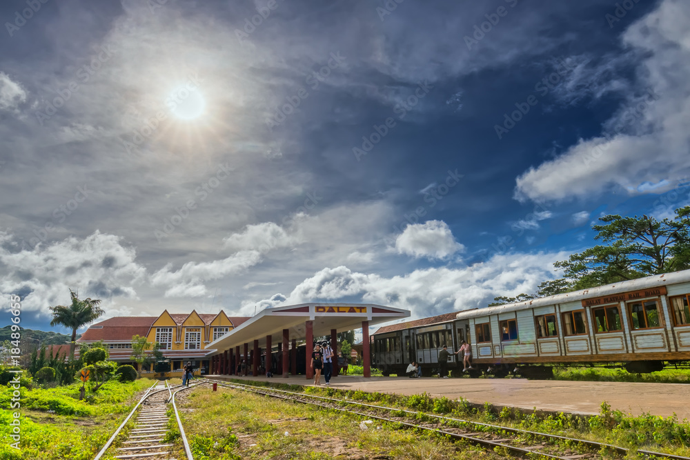 Da lat, Viet Nam - November 27th, 2017: Ancient railway station is famous place, history destination for traveler, french architecture antique train tranport tourist to visit in Da lat, Vietnam Da lat, Viet Nam - November 27th, 2017: Ancient railway station is famous place, history destination for traveler, french architecture antique train tranport tourist to visit in Da lat, Vietnam
