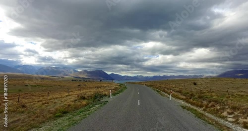 Wallpaper Mural NEW ZEALAND – MARCH 2016 : Video shot of driving through Mount Cook National Park on a beautiful day with road in view Torontodigital.ca