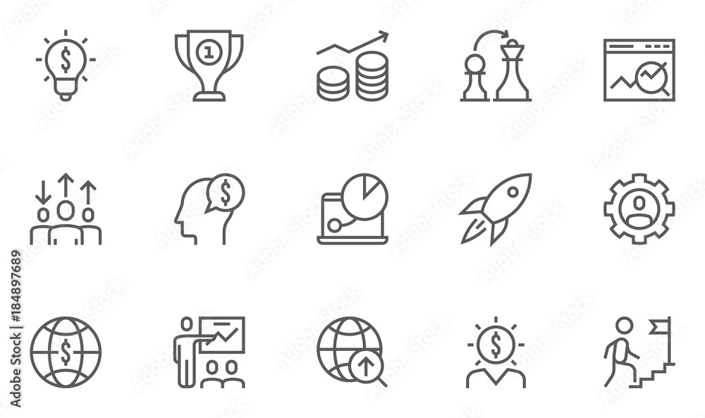 Fototapeta premium Set of Business Strategy Related Vector Line Icons.