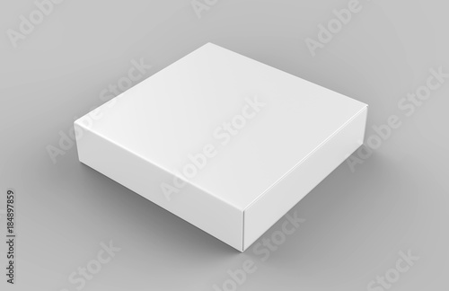 Realistic Package Cardboard Sliding drawer Box with ribbon pull on grey background. For small items, matches, and other things. 3d render illustration